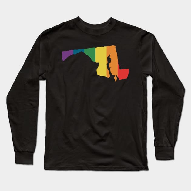 Maryland State Rainbow Long Sleeve T-Shirt by n23tees